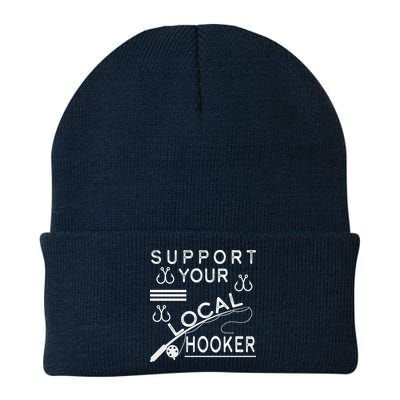 Support Your Local Hooker Funny Fishing Beanie