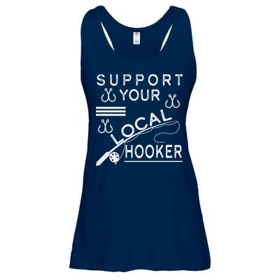 Support Your Local Hooker Funny Fishing Ladies Essential Flowy Tank