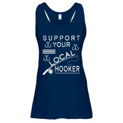 Support Your Local Hooker Funny Fishing Ladies Essential Flowy Tank