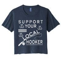 Support Your Local Hooker Funny Fishing Crop Top