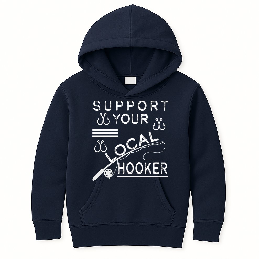 Support Your Local Hooker Funny Fishing Kids Hoodie