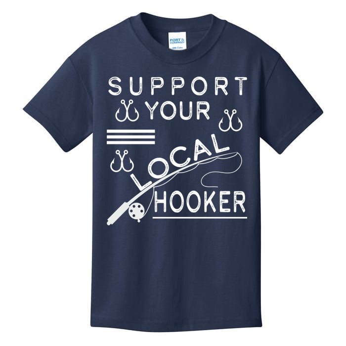 Support Your Local Hooker Funny Fishing Kids T-Shirt