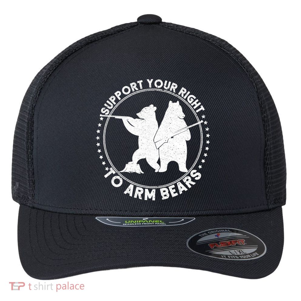 Support Your Right To Arm Bears Flexfit Unipanel Trucker Cap