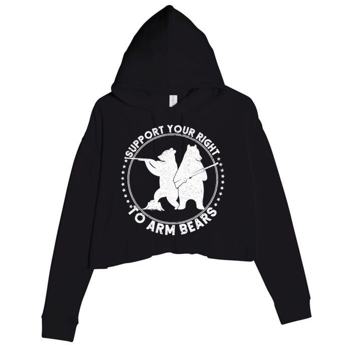 Support Your Right To Arm Bears Crop Fleece Hoodie