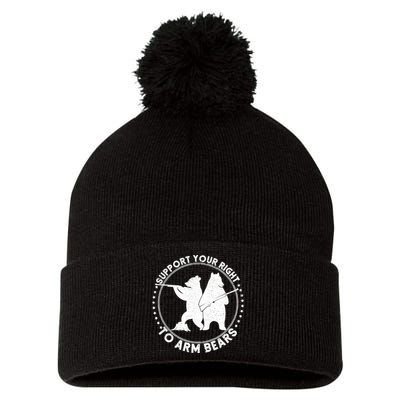 Support Your Right To Arm Bears Pom Pom 12in Knit Beanie