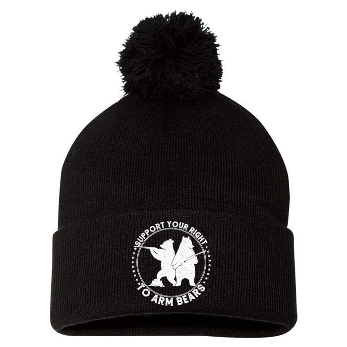 Support Your Right To Arm Bears Pom Pom 12in Knit Beanie