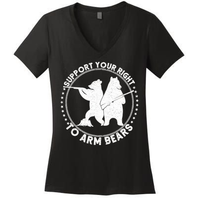 Support Your Right To Arm Bears Women's V-Neck T-Shirt