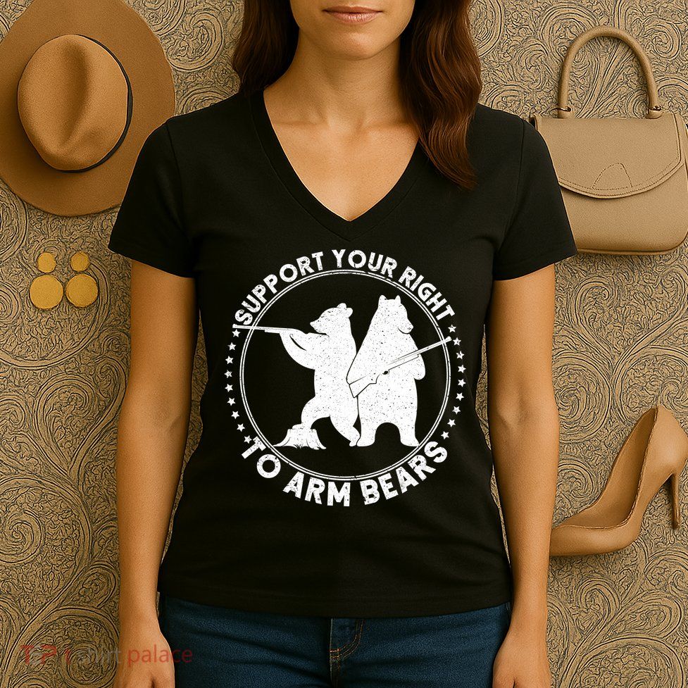 Support Your Right To Arm Bears Women's V-Neck T-Shirt
