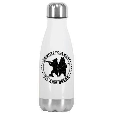 Support Your Right To Arm Bears Stainless Steel Insulated Water Bottle