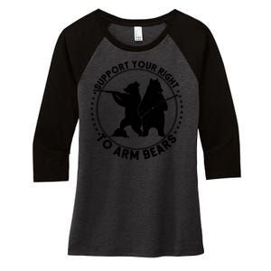 Support Your Right To Arm Bears Women's Tri-Blend 3/4-Sleeve Raglan Shirt