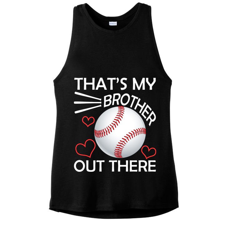 Supportive Baseball Sister That's My Brother Out There Ladies PosiCharge Tri-Blend Wicking Tank