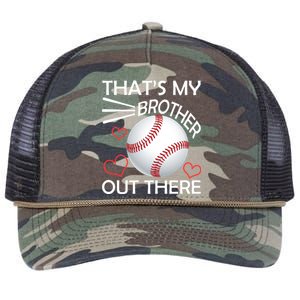 Supportive Baseball Sister That's My Brother Out There Retro Rope Trucker Hat Cap