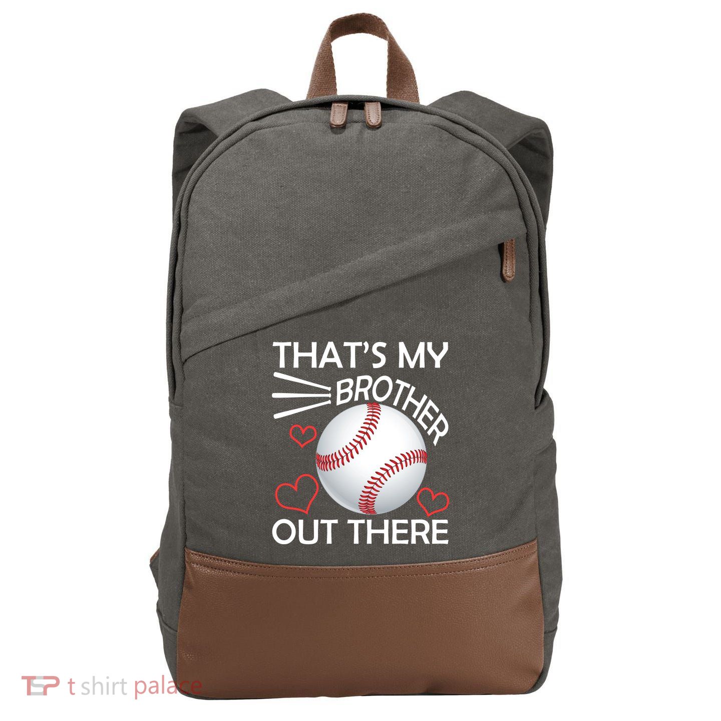 Supportive Baseball Sister That's My Brother Out There Cotton Canvas Backpack
