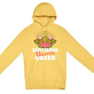 Sagittarius Unicorn Queen Zodiac Sign With Crown Gift Premium Pullover Hoodie