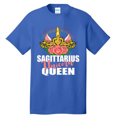 Sagittarius Unicorn Queen Zodiac Sign With Crown Gift Tall T-Shirt