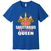 Sagittarius Unicorn Queen Zodiac Sign With Crown Gift Premium T-Shirt