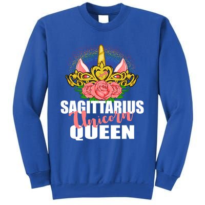 Sagittarius Unicorn Queen Zodiac Sign With Crown Gift Tall Sweatshirt