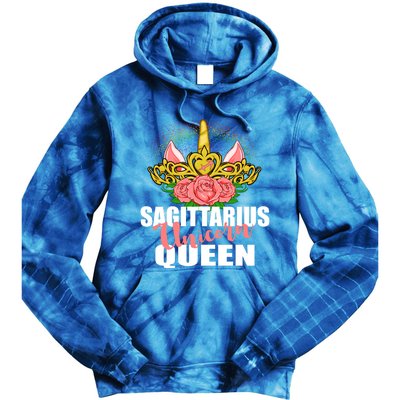 Sagittarius Unicorn Queen Zodiac Sign With Crown Gift Tie Dye Hoodie