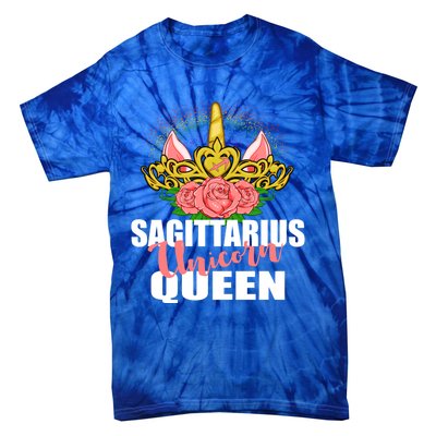 Sagittarius Unicorn Queen Zodiac Sign With Crown Gift Tie-Dye T-Shirt