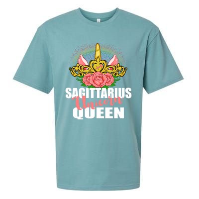 Sagittarius Unicorn Queen Zodiac Sign With Crown Gift Sueded Cloud Jersey T-Shirt