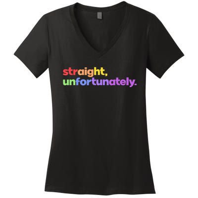 Straight Unfortunately Rainbow Pride Ally Women's V-Neck T-Shirt