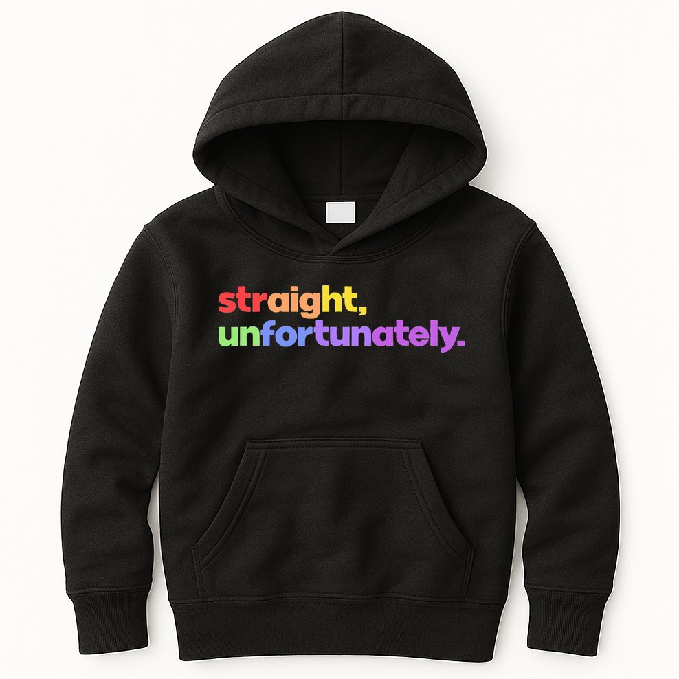 Straight Unfortunately Rainbow Pride Ally Kids Hoodie