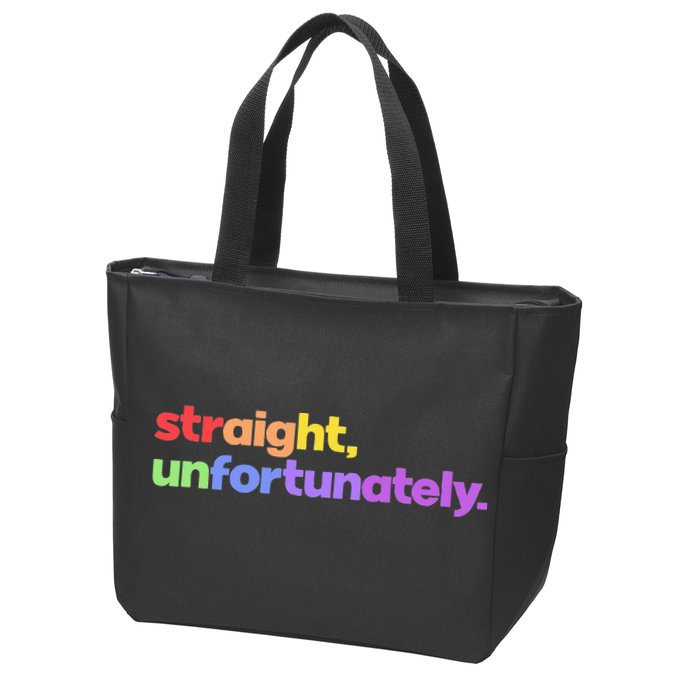 Straight Unfortunately Rainbow Pride Ally Zip Tote Bag