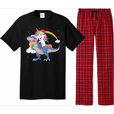 Santa Unicorn Riding Dinosaur Pajama Set