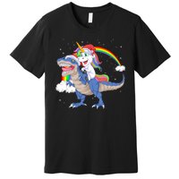 Santa Unicorn Riding Dinosaur Premium T-Shirt