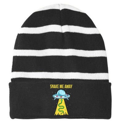 Snake UFO Reptile Alien Lover Space Herpetologist Striped Beanie with Solid Band