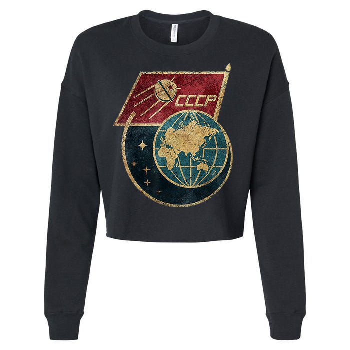 Soviet Union Russia CCCP Global Cropped Pullover Crew