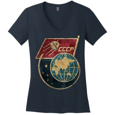Soviet Union Russia CCCP Global Women's V-Neck T-Shirt