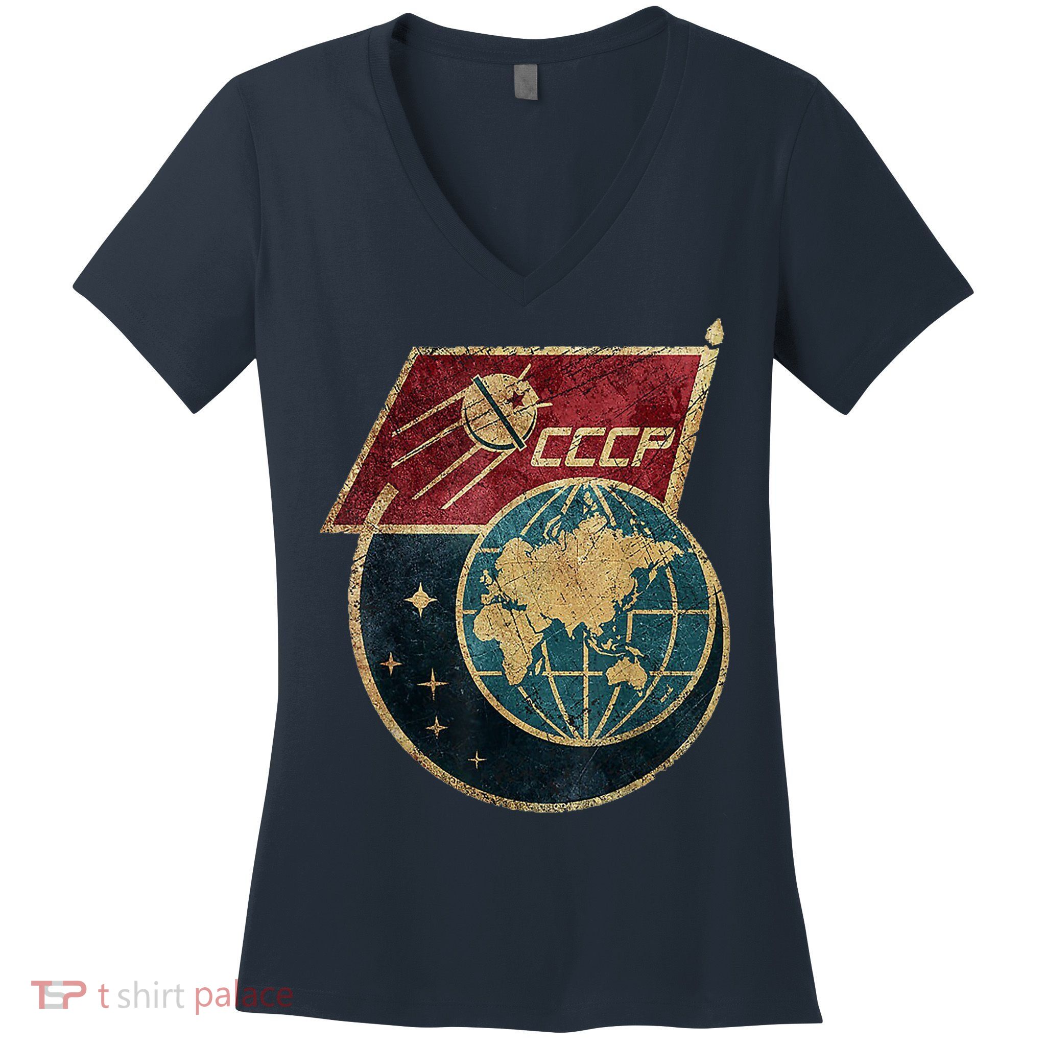 Soviet Union Russia CCCP Global Women's V-Neck T-Shirt