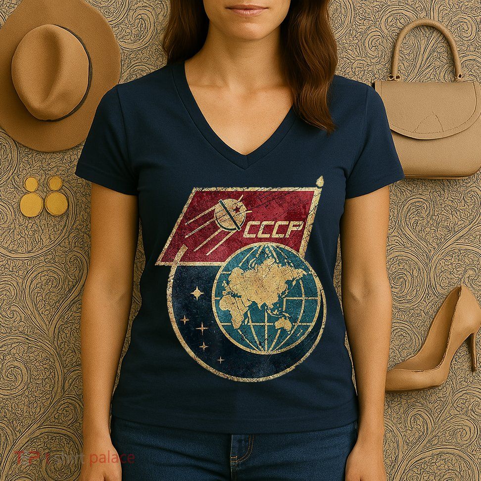 Soviet Union Russia CCCP Global Women's V-Neck T-Shirt