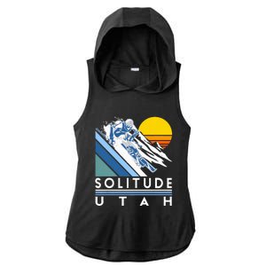 Solitude Utah Retro Ski Ladies PosiCharge Tri-Blend Wicking Draft Hoodie Tank