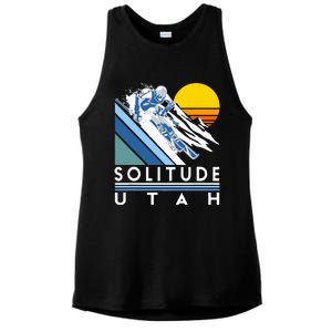 Solitude Utah Retro Ski Ladies PosiCharge Tri-Blend Wicking Tank