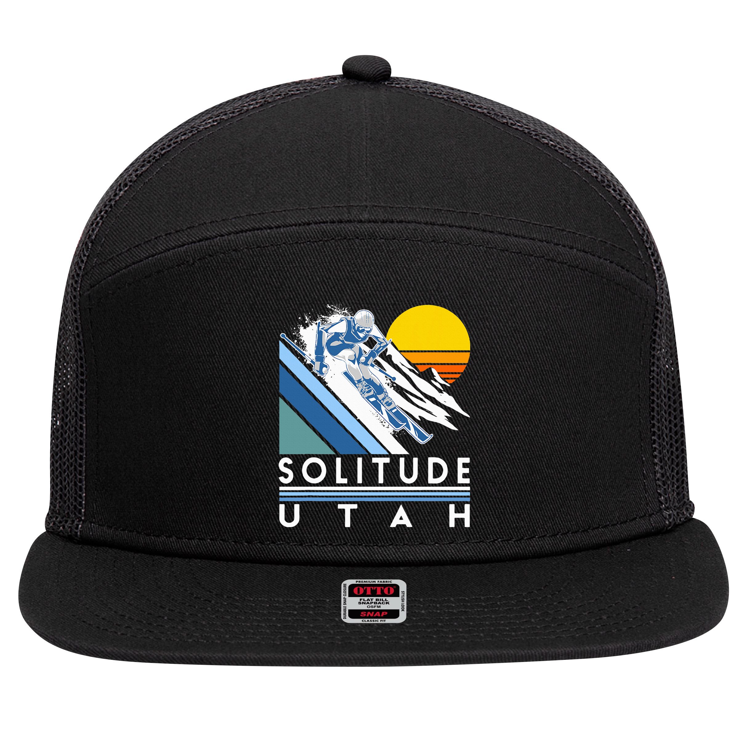 Solitude Utah Retro Ski 7 Panel Mesh Trucker Snapback Hat