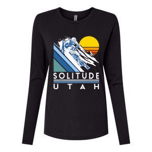 Solitude Utah Retro Ski Womens Cotton Relaxed Long Sleeve T-Shirt