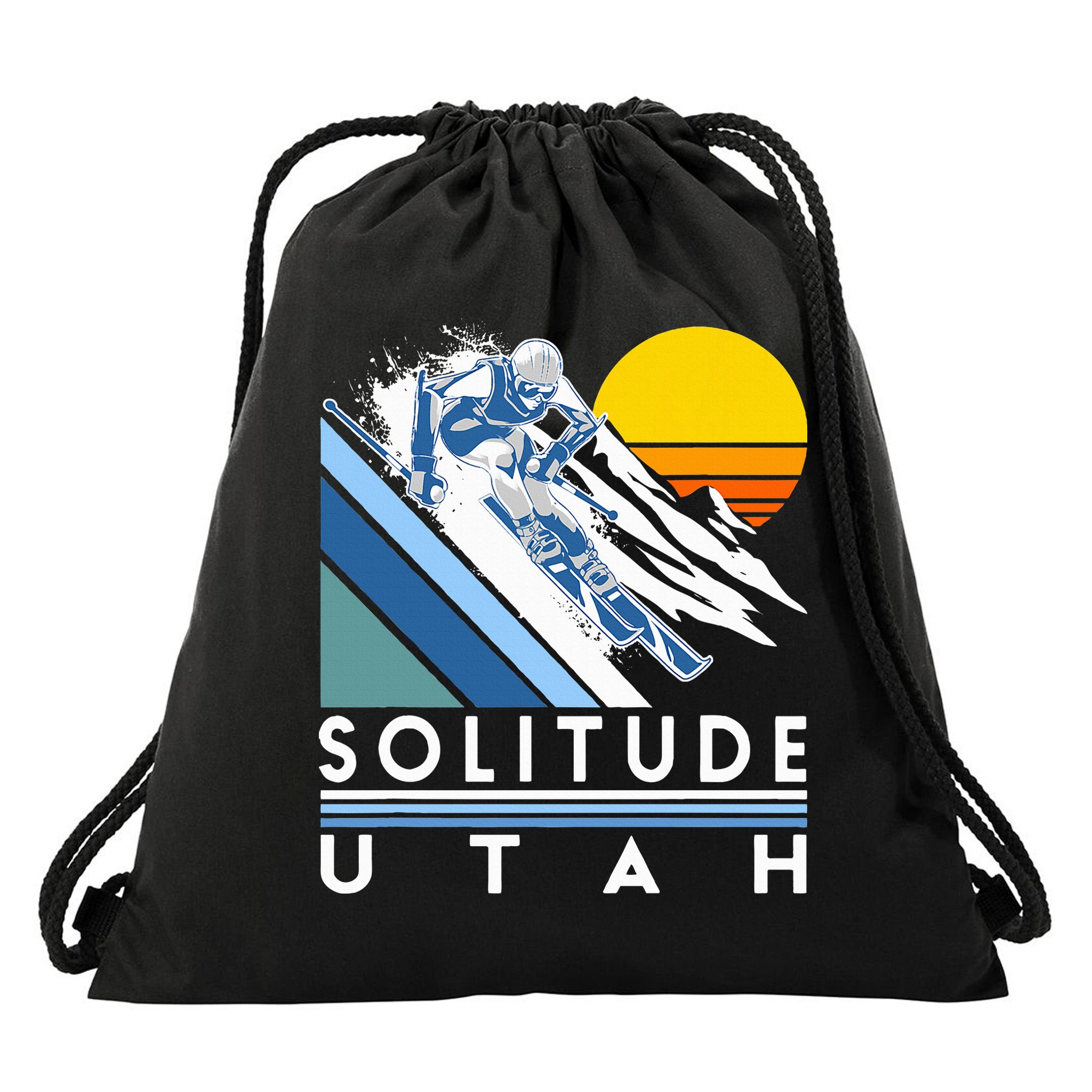 Solitude Utah Retro Ski Drawstring Bag