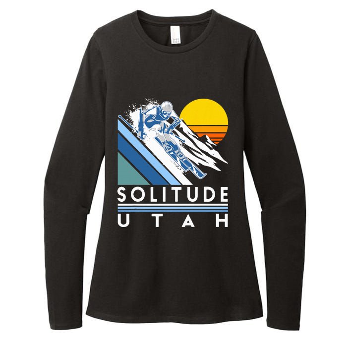 Solitude Utah Retro Ski Womens CVC Long Sleeve Shirt