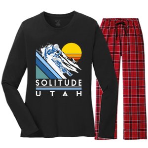 Solitude Utah Retro Ski Women's Long Sleeve Flannel Pajama Set 