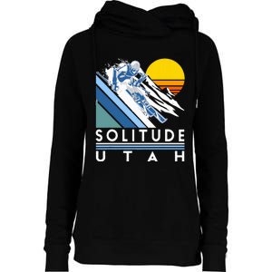 Solitude Utah Retro Ski Womens Funnel Neck Pullover Hood