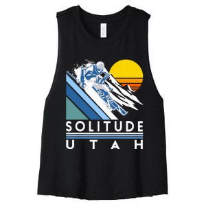 Solitude Utah Retro Ski Women's Racerback Cropped Tank