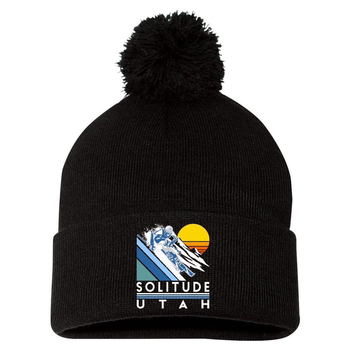 Solitude Utah Retro Ski Pom Pom 12in Knit Beanie