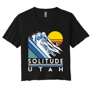 Solitude Utah Retro Ski Women's Crop Top Tee