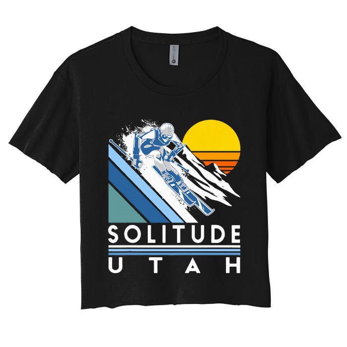 Solitude Utah Retro Ski Women's Crop Top Tee