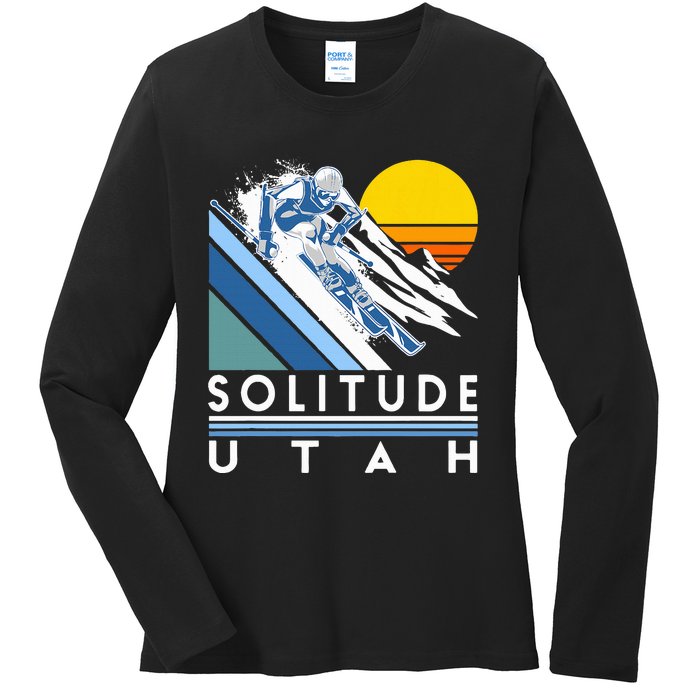 Solitude Utah Retro Ski Ladies Long Sleeve Shirt