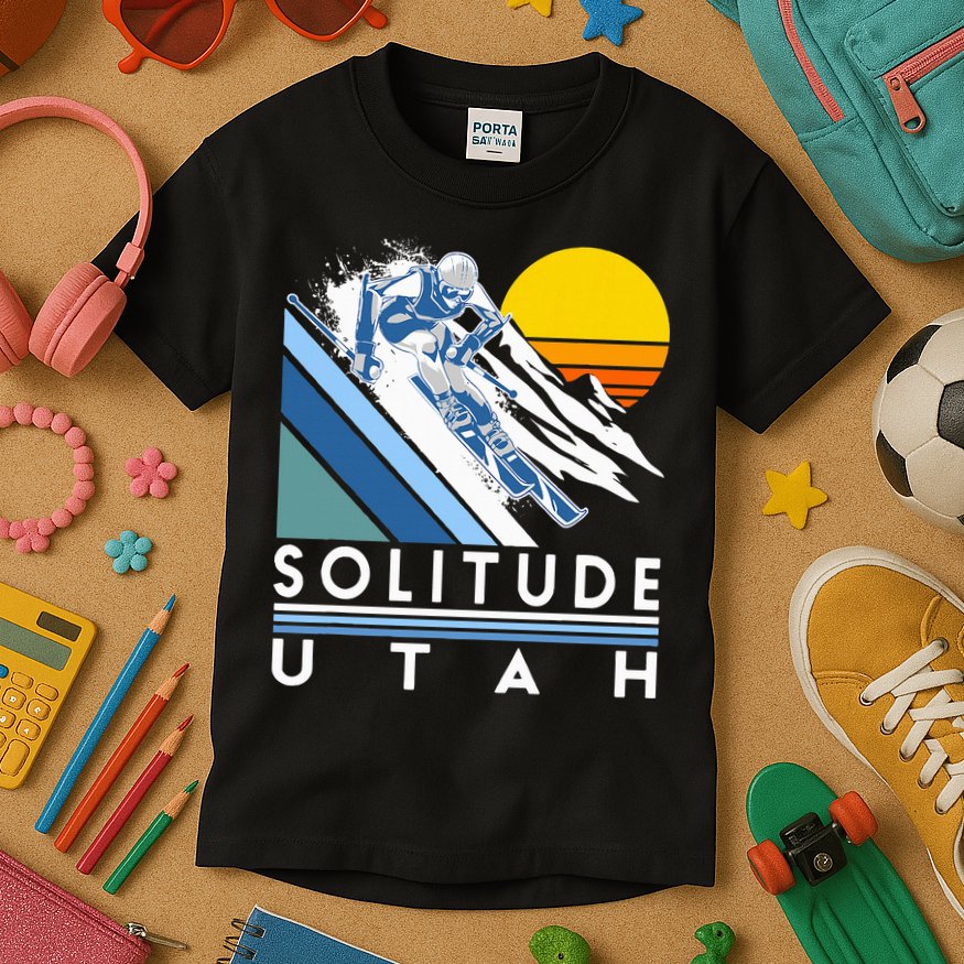 Solitude Utah Retro Ski Kids T-Shirt