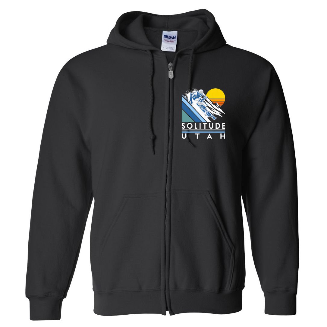 Solitude Utah Retro Ski Full Zip Hoodie