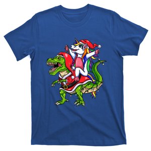 Santa Unicorn Riding Christmas Dinosaur Gift T-Shirt